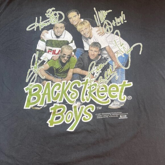 Vintage 90s Backstreet Boys Black T Shirt XL X-Large 1997 Ultra Artimonde - Picture 1 of 11